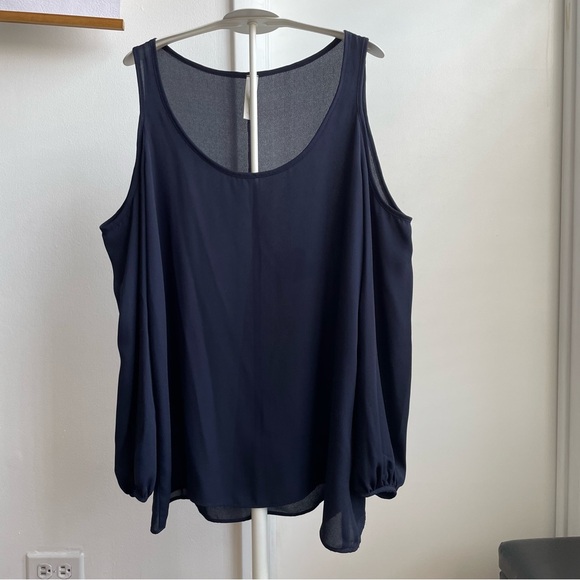 Lovely Day Navy Cold Shoulder Blouse - Picture 7 of 8